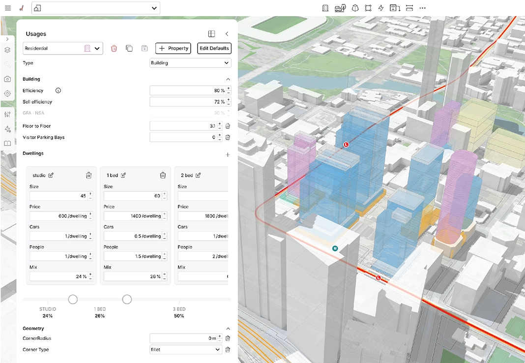 Model scenarios to find the highest-return layout